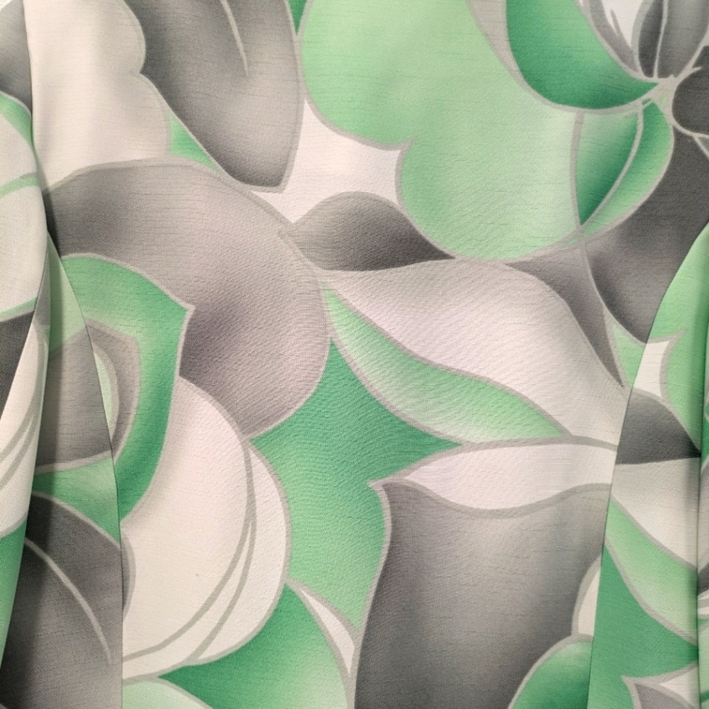 Vintage Alfred Dunner Green/White Abstract Open Blazer sz 10 Business Office - Picture 7 of 8